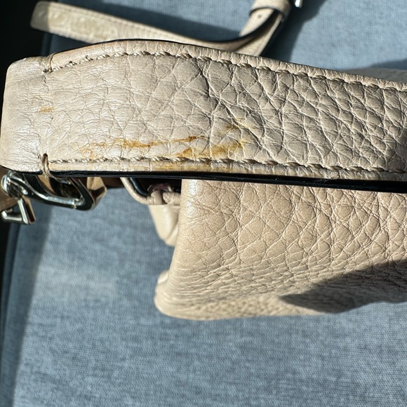 Kate Spade Pebbled Leather Crossbody Bag Neutral Beige w Pink Lining - Picture 9 of 15